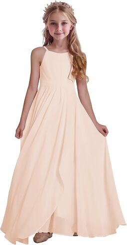 Chiffon Bridesmaid Dress for Juniors Sleeveless Girls Formal Dress Wedding Party Junior Bridesmaid Dress in Saudi Arabia