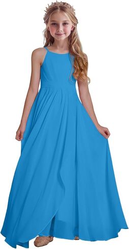 Chiffon Bridesmaid Dress for Juniors Sleeveless Girls Formal Dress Wedding Party Junior Bridesmaid Dress in Saudi Arabia