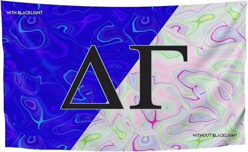 Greek Club Sorority & Fraternity BLACKLIGHT Flag, 3 feet x 5 feet, Officially Licensed, Tapestry, Display, Polyester, Letter Banner, Outdoor Indoor Decoration, Delta Gamma in Kuwait