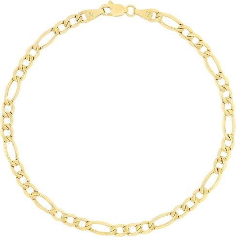 Nuragold 14K Gold Gold Figaro Link 3.5 ملم سوار سلسلة (7 "-9") المجوهرات الإيطالية للرجال والنساء in Saudi Arabia