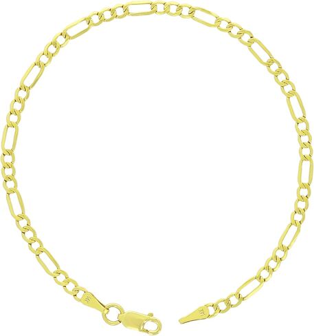 Nuragold 14K Gold Gold Figaro Link 3.5 ملم سوار سلسلة (7 "-9") المجوهرات الإيطالية للرجال والنساء in Saudi Arabia