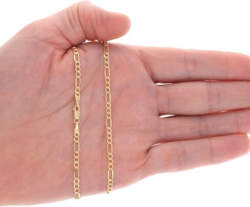 Nuragold 14K Gold Gold Figaro Link 3.5 ملم سوار سلسلة (7 "-9") المجوهرات الإيطالية للرجال والنساء in Saudi Arabia