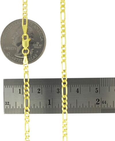 Nuragold 14K Gold Gold Figaro Link 3.5 ملم سوار سلسلة (7 "-9") المجوهرات الإيطالية للرجال والنساء in Saudi Arabia