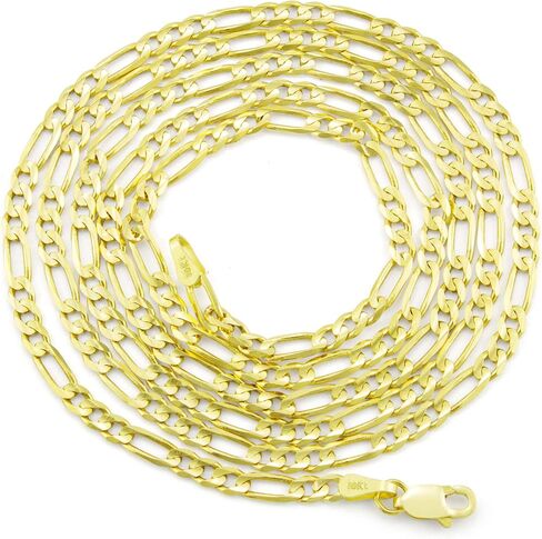 Nuragold 14K Gold Gold Figaro Link 3.5 ملم سوار سلسلة (7 "-9") المجوهرات الإيطالية للرجال والنساء in Saudi Arabia
