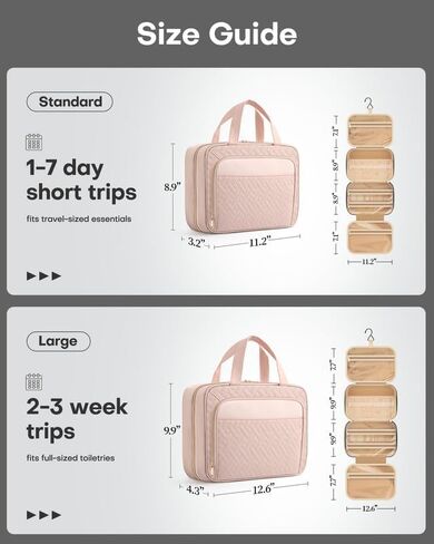 HOTOR Travel Toiletry Bag for Women & Men, Waterproof Makeup Bag with Hanging Hook and Multiple Pockets, Cosmetic Bags for Women, Travel Essentials, 11.2'' x 3.2'' x 8.9'', Black in Saudi Arabia