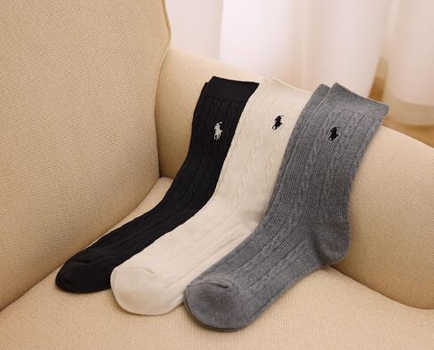بولو رالف لورين للسيدات الكلاسيكية كابل الطاقم Socks-3 زوج باكب القطن النوب in Saudi Arabia