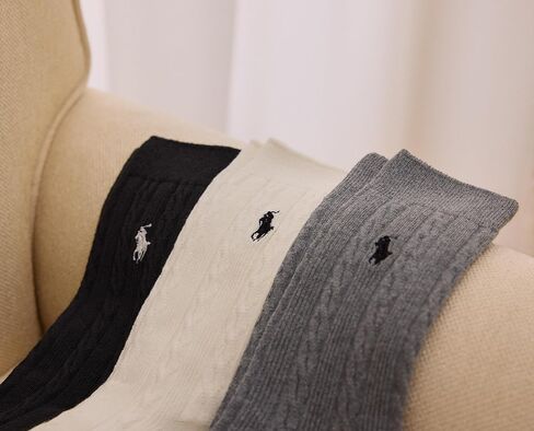 بولو رالف لورين للسيدات الكلاسيكية كابل الطاقم Socks-3 زوج باكب القطن النوب in Saudi Arabia