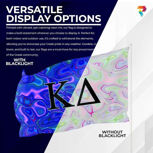 Greek Club Sorority & Fraternity BLACKLIGHT Flag, 3 feet x 5 feet, Officially Licensed, Tapestry, Display, Polyester, Letter Banner, Outdoor Indoor Decoration, Delta Gamma in Kuwait