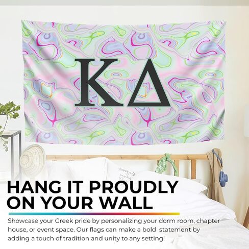 Greek Club Sorority & Fraternity BLACKLIGHT Flag, 3 feet x 5 feet, Officially Licensed, Tapestry, Display, Polyester, Letter Banner, Outdoor Indoor Decoration, Delta Gamma in Kuwait