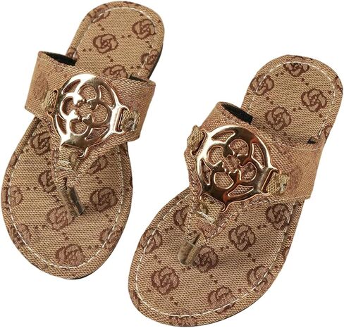 Gorglitter Girl's Floral Metal Open Toe Thong Flats Sandals Cute Flip Flops Flops in Kuwait