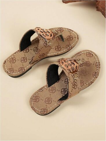 Gorglitter Girl's Floral Metal Open Toe Thong Flats Sandals Cute Flip Flops Flops in Kuwait