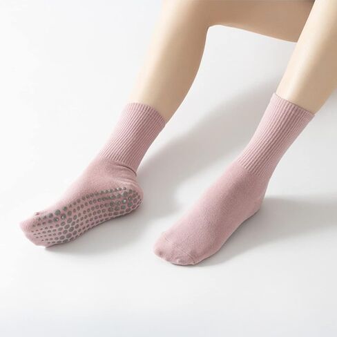Yoga Pilates Socks with Grips for Women Non Slip Solid Candy Colored Cushioned Crew Socks for Barre Ballet Dance in Saudi Arabia
