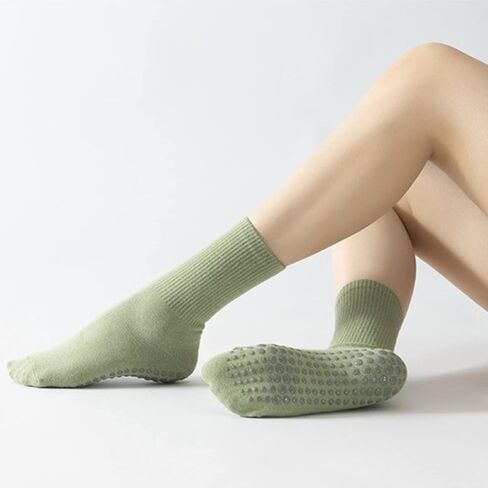 Yoga Pilates Socks with Grips for Women Non Slip Solid Candy Colored Cushioned Crew Socks for Barre Ballet Dance in Saudi Arabia