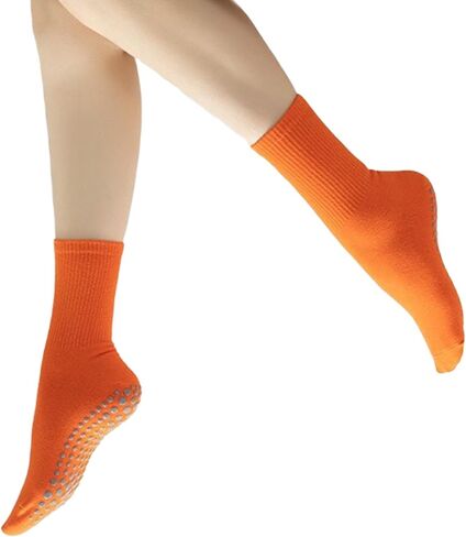 Yoga Pilates Socks with Grips for Women Non Slip Solid Candy Colored Cushioned Crew Socks for Barre Ballet Dance in Saudi Arabia
