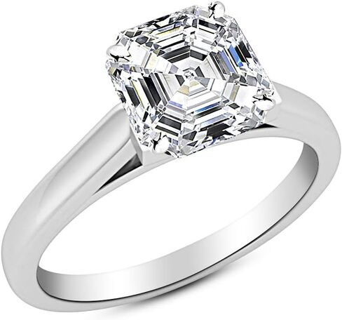 14K White Gold 1-5 Carat Lab Grown Solitaire Princess Cut Cathedral IGI Diamond Engagement Ring (F-G Color VS1-VS2 Clarity) in Saudi Arabia