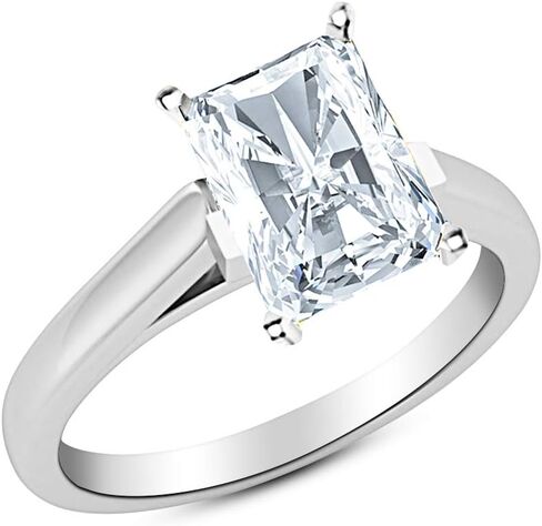 14K White Gold 1-5 Carat Lab Grown Solitaire Princess Cut Cathedral IGI Diamond Engagement Ring (F-G Color VS1-VS2 Clarity) in Saudi Arabia