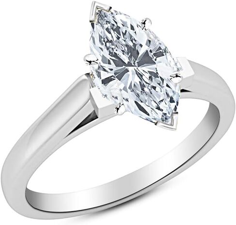 14K White Gold 1-5 Carat Lab Grown Solitaire Princess Cut Cathedral IGI Diamond Engagement Ring (F-G Color VS1-VS2 Clarity) in Saudi Arabia