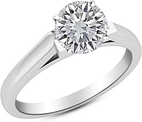 14K White Gold 1-5 Carat Lab Grown Solitaire Princess Cut Cathedral IGI Diamond Engagement Ring (F-G Color VS1-VS2 Clarity) in Saudi Arabia