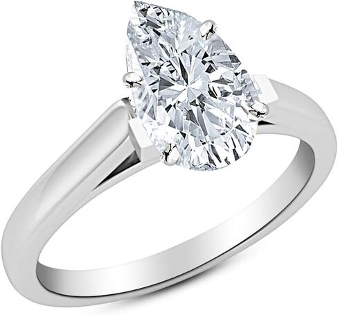 14K White Gold 1-5 Carat Lab Grown Solitaire Princess Cut Cathedral IGI Diamond Engagement Ring (F-G Color VS1-VS2 Clarity) in Saudi Arabia