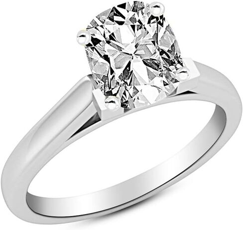 14K White Gold 1-5 Carat Lab Grown Solitaire Princess Cut Cathedral IGI Diamond Engagement Ring (F-G Color VS1-VS2 Clarity) in Saudi Arabia