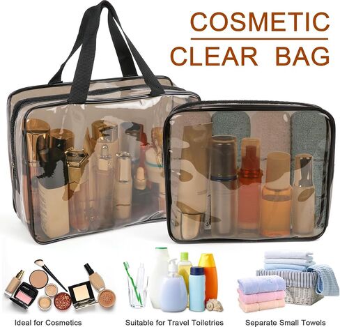 APREUTY Clear Makeup Bags, TSA Approved 6 Pcs Cosmetic Makeup Bags Set Clear PVC with Zipper Handle Portable Travel Luggage Pouch Airport Airline Vacation Organization (Clear) in Saudi Arabia