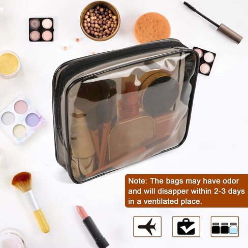 APREUTY Clear Makeup Bags, TSA Approved 6 Pcs Cosmetic Makeup Bags Set Clear PVC with Zipper Handle Portable Travel Luggage Pouch Airport Airline Vacation Organization (Clear) in Saudi Arabia