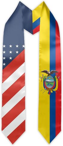 Ecuador Flag and USA Country Flag Graduation Stole Graduation Sash Scarf Graduation Gift for International Student Abroad Adult Unisex in Saudi Arabia