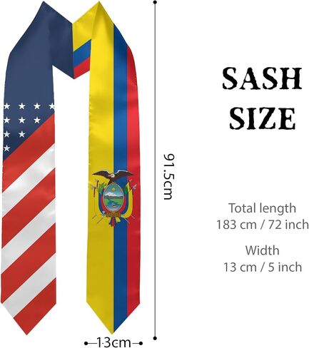 Ecuador Flag and USA Country Flag Graduation Stole Graduation Sash Scarf Graduation Gift for International Student Abroad Adult Unisex in Saudi Arabia