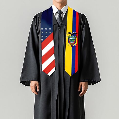 Ecuador Flag and USA Country Flag Graduation Stole Graduation Sash Scarf Graduation Gift for International Student Abroad Adult Unisex in Saudi Arabia