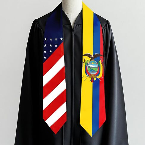 Ecuador Flag and USA Country Flag Graduation Stole Graduation Sash Scarf Graduation Gift for International Student Abroad Adult Unisex in Saudi Arabia