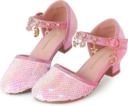 Pandaninjia Girls Sandals Sequins Princess Dress Shoes مغلق في أعقاب منخفضة in Saudi Arabia