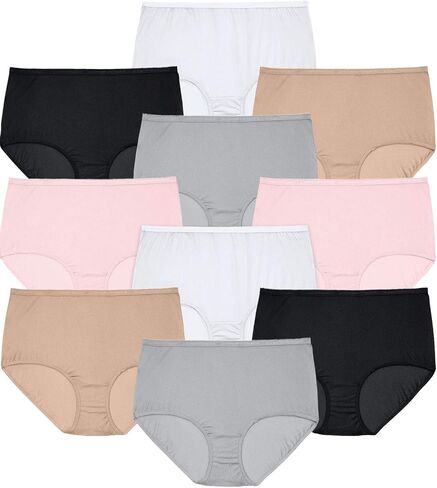 Comfort Choice Plus Size Full Coverage Nylon Brief 10-Pack in Saudi Arabia