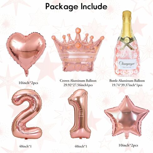 Ouddy Life 21st Birthday Decorations for Her, Rose Gold Birthday Party Decoration for Women Girls Pink Happy Birthday Banner Fringe Curtain Butterfly Rose Gold Balloons 21st Birthday Party Supplies in Kuwait