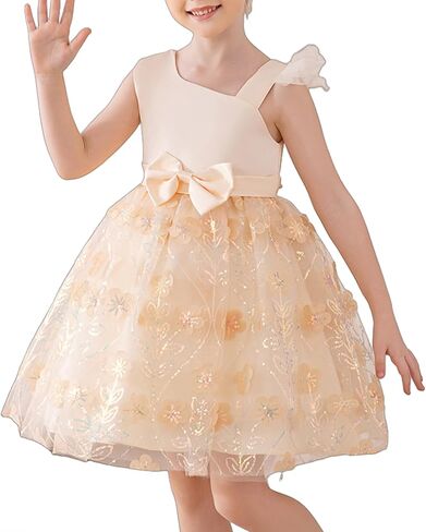 Light Tulle Dress for Girls Elegant Toddler Formal Dress with Floral Embroidery for Easter and Special Occasions in Saudi Arabia