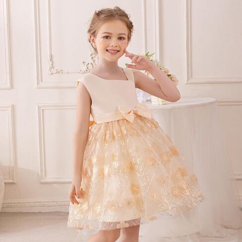 Light Tulle Dress for Girls Elegant Toddler Formal Dress with Floral Embroidery for Easter and Special Occasions in Saudi Arabia