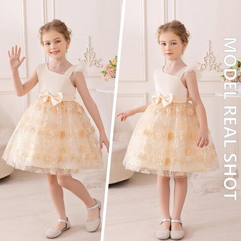 Light Tulle Dress for Girls Elegant Toddler Formal Dress with Floral Embroidery for Easter and Special Occasions in Saudi Arabia
