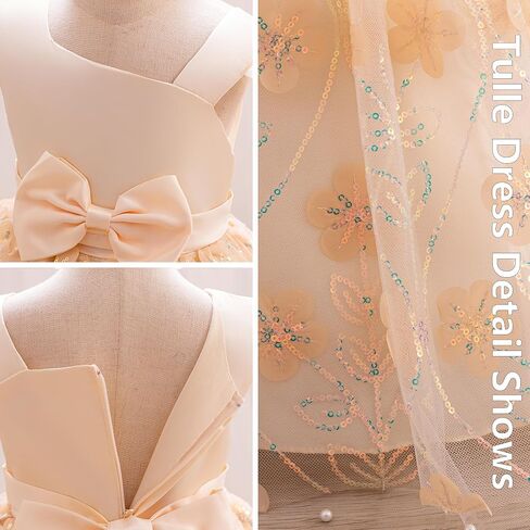 Light Tulle Dress for Girls Elegant Toddler Formal Dress with Floral Embroidery for Easter and Special Occasions in Saudi Arabia