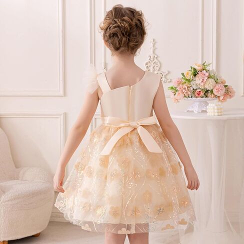 Light Tulle Dress for Girls Elegant Toddler Formal Dress with Floral Embroidery for Easter and Special Occasions in Saudi Arabia