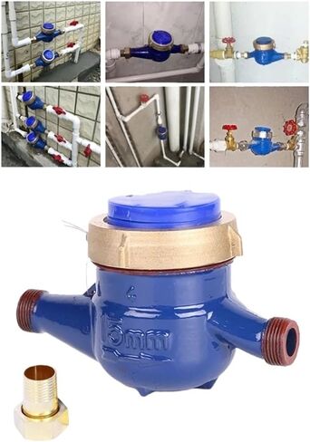 Water Meter Digital flowmeter Water Meter Heavy Duty Brass Flow Measure Tap Cold Water Meter Home Garden Wet Table Measuring Tools Water Measurement in Saudi Arabia