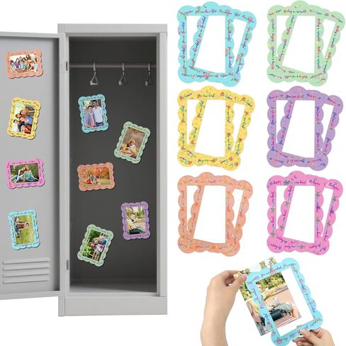 12 PCS إطارات صور مغناطيسية ، إطارات صور مغناطيسية لخزانة مع اقتباسات تحفيزية ، إطارات صور المغناطيس للثلاجة 4x6 '' قابلة لإعادة الاستخدام ، لزخارف ثلاجة الخزانة المدرسية in Kuwait