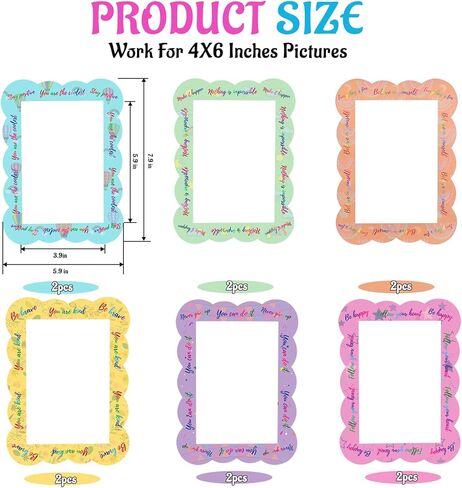 12 PCS إطارات صور مغناطيسية ، إطارات صور مغناطيسية لخزانة مع اقتباسات تحفيزية ، إطارات صور المغناطيس للثلاجة 4x6 '' قابلة لإعادة الاستخدام ، لزخارف ثلاجة الخزانة المدرسية in Kuwait