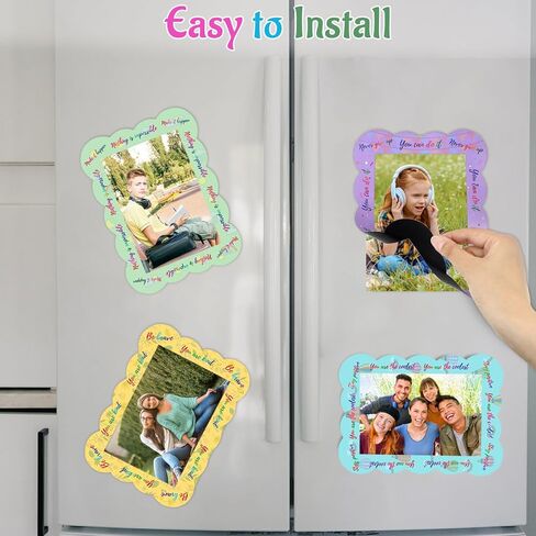 12 PCS إطارات صور مغناطيسية ، إطارات صور مغناطيسية لخزانة مع اقتباسات تحفيزية ، إطارات صور المغناطيس للثلاجة 4x6 '' قابلة لإعادة الاستخدام ، لزخارف ثلاجة الخزانة المدرسية in Kuwait