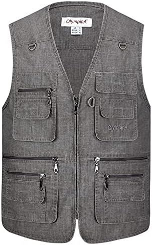 Summer Casual Large Size Olympina Mens Blue Vests Sleeveless Zipper Waistcoats Comfortable 204 Dark Gary 3XL in Saudi Arabia
