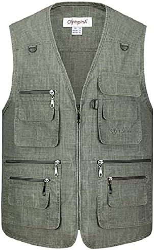 Summer Casual Large Size Olympina Mens Blue Vests Sleeveless Zipper Waistcoats Comfortable 204 Dark Gary 3XL in Saudi Arabia