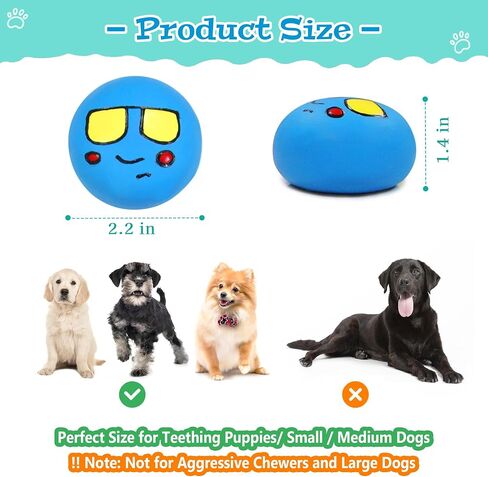 Squeaky Dog Toys Latex Dog Balls for Small Medium Teething Puppy, Durable Cute Face Chewing Pet Dog Toys (12Pcs，6 Facial Designs in Saudi Arabia
