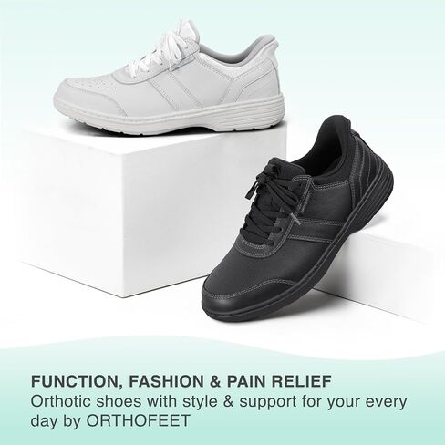 Orthofeet Men's Orthopedic Black Leather Pierre Hands-Free Casual Shoe in Saudi Arabia