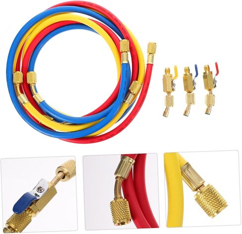 Cabilock 3pcs شحن خرطوم للسيارة مع صمامات الكرة متينة ومقاومة للزيوت سهلة التثبيت للفلورايد عالي الضغط إضافة أنبوب للاستخدام الفعال in Saudi Arabia