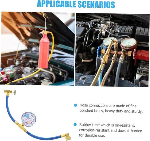 Amosfun Recharge Hose with Pressure Gauge Easy Install Charging Tube for Vehicle and in Saudi Arabia