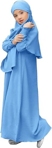 Muslim Dress for Girls Islamic Prayer Abaya Long Sleeve Chiffon Kaftan Robe Maxi Dresses Kids Ramadan Dubai Outfit in Kuwait