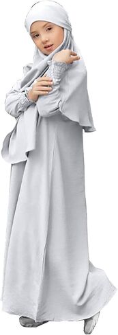 Muslim Dress for Girls Islamic Prayer Abaya Long Sleeve Chiffon Kaftan Robe Maxi Dresses Kids Ramadan Dubai Outfit in Kuwait